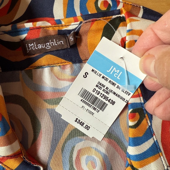 J MCLAUGHLIN NWT MOLLIE MOD ROSE MAXI DRESS SILK BLD RETRO Y2K MODERN POCKETS S - Picture 8 of 11